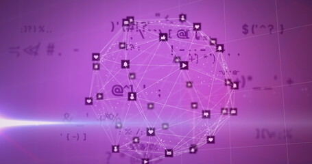 Image of digital interface with icons and data processing