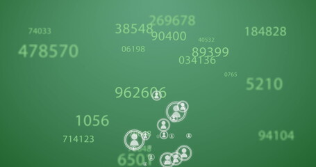 Image of digital interface with icons and data processing