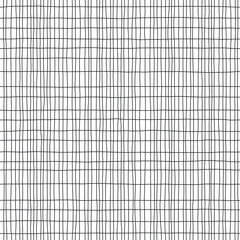 Checkered vector seamless pattern. Hand drawn thin line illustration. Abstract irregular repeated texture. Black and white - 737037032