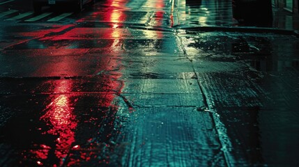 Rain on streets. Generative AI