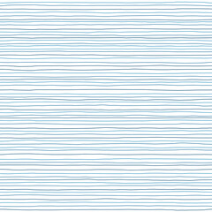 Waves seamless pattern. Hand drawn thin line abstract background. Blue stripes texture on white background. Vector illustration