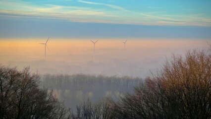beautiful sunset over the windmills, lengerich