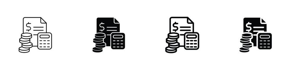  Budget icons set, money, cost, calculator, finances, expenses, business and finance, calculators