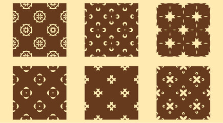 Fototapeta na wymiar Decorative vintage Geometric floral set of seamless patterns minimalistic seamless patterns set