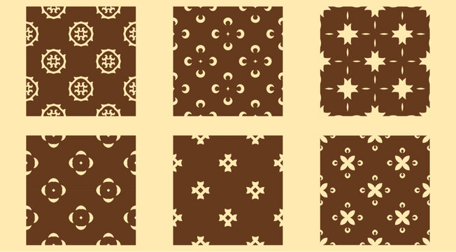 Decorative vintage Geometric floral set of seamless patterns minimalistic seamless patterns set