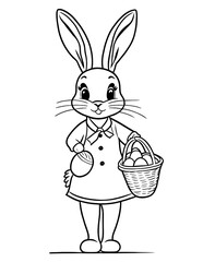 Easter Bunny with Egg Basket: Coloring Page Fun for Kids