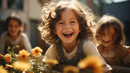 How to Foster Joy and Optimism in Children: A Guide to Sunny Smiles - obrazy, fototapety, plakaty