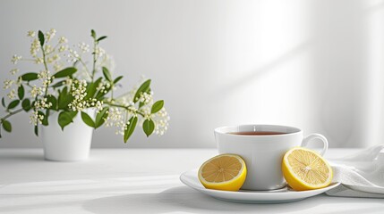 Tea with lemon. Generative AI