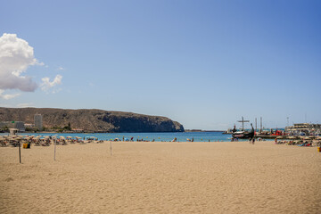 Fototapeta na wymiar Canary Islands, Tenerife. Beach las Teresitas with yellow sand. Canary Islands