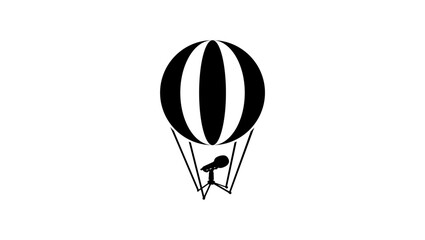 radio logo, hot air balloon and microphone,  
black isolated silhouette