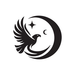 Eagle on The moon logo Vector 