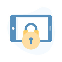 Mobile with padlock, premium flat icon of mobile security