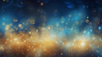 Fototapeta na wymiar Gold blue lights glitter abstract background