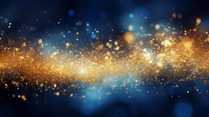Gold blue lights glitter abstract background