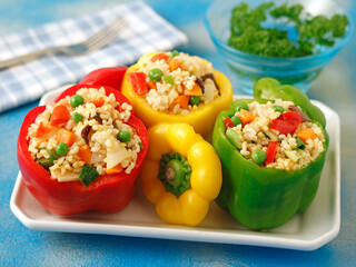 Stuffed peppers with rice and vegetables.