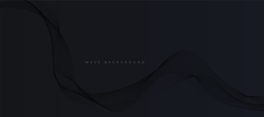 Abstract futuristic dark black background with wavy lines. Black abstract background design.
