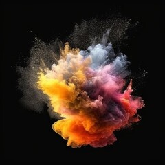 abstract powder splatted background colored cloud. Colorful dust explode. generated by AI