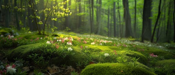 Fototapeta premium Mysterious Morning: A lonely tree amidst the tranquil beauty of a misty lake surrounded by greenery