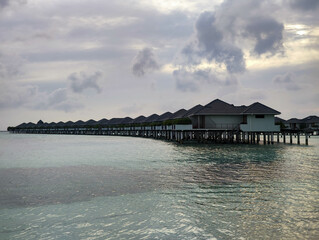 View at the water villas of Villa Park resort on Ari atoll, Maldives