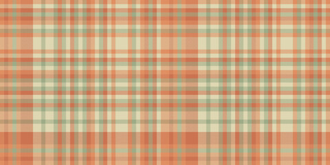 Performance tartan seamless check, lady plaid pattern textile. Discount background fabric texture vector in orange and light colors.