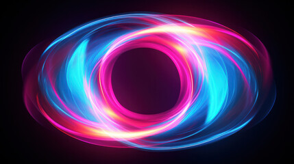 Radiant Glow: An Abstract Neon Circle in Motion, a Colorful and Illuminated Design with a Futuristic Twist