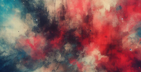 Obraz na płótnie Canvas 空のショーシーンの背景。濡れたアスファルト上の暗い通りの反射。暗闇の中で赤と青のネオン光、ネオンの形、煙。抽象的な暗い背景。