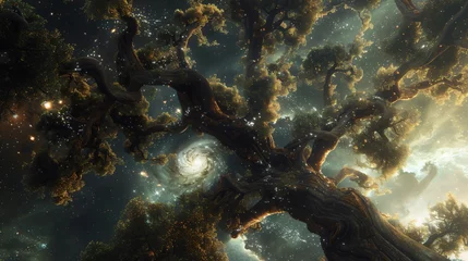 Foto op Aluminium lush old tree is magically spawning galaxies from its branches © Sara_P
