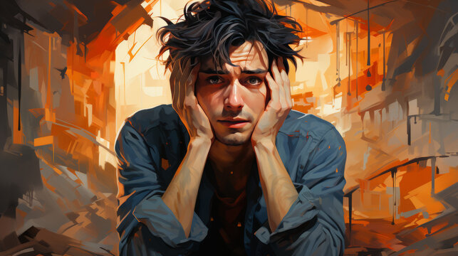 Vector Graphic of a Person Feeling Overwhelmed and Hopeless