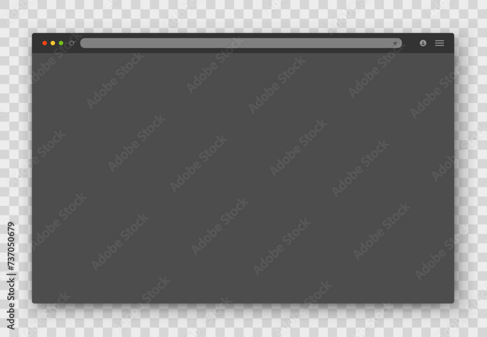 Poster the design of the web browser window in gray on a transparent background. vector frame of a website 