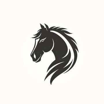 Elegant Black Horse Head Logo, Modern Minimalist Equine Design