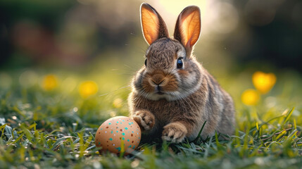 Cute Easter bunny with eggs