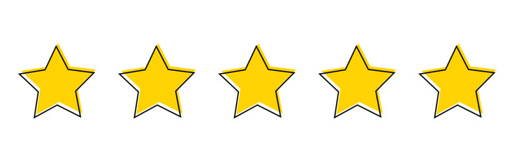 Five stars customer product rating review flat icon. 5 stars