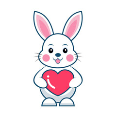 cute easter bunny rabbit with heart