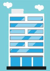 Modern city building .Office center or business house. Vector illustration in flat style.