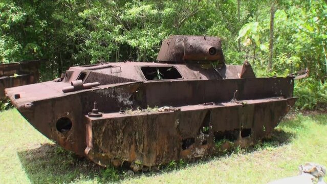 Japanese amphibious tank from World War II in Peleliu Palau Micronesia