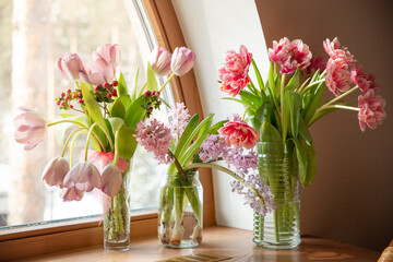 Bouquets of spring fresh flowers