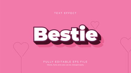 Bestie Text Effect Font Type Vector Background