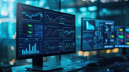 Computer Monitors with Biased Data Graphs in Control Room