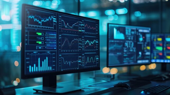 Computer Monitors with Biased Data Graphs in Control Room
