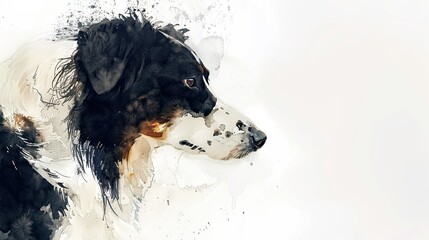 Graceful Border Collie: Delicate Watercolor Portrait of a Beloved Canine Companion