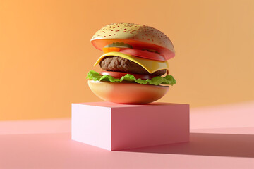 stylish burger 3d rendering