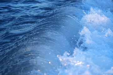 Beautiful Seascape. Turbulent the sea. Vacation and summer concept. Landscape. Powerful Ocean blue...