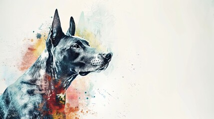 Whimsical Watercolor: Gentle Bull Terrier Portrait with Soft, Transparent Touch - obrazy, fototapety, plakaty