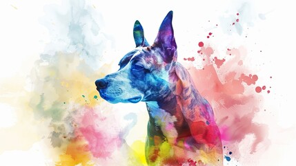 Whimsical Watercolor: Gentle Bull Terrier Portrait with Soft, Transparent Touch
