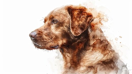 Graceful Chesapeake Bay Retriever: Delicate Watercolor Portrait of a Majestic Canine