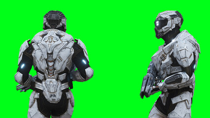 Military futuristic cyborg, robot. 3d rendering.