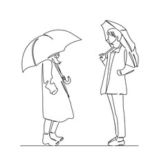 woman and man under umbrellas