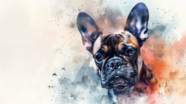 French Bulldog Watercolor Painting with Soft and Transparent Touch