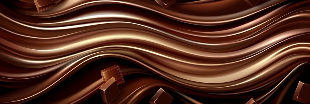 Creamy melted chocolate swirls abstract background, ideal for design and creativity concepts.