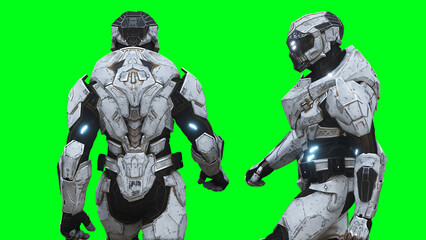 Military futuristic cyborg, robot. 3d rendering.